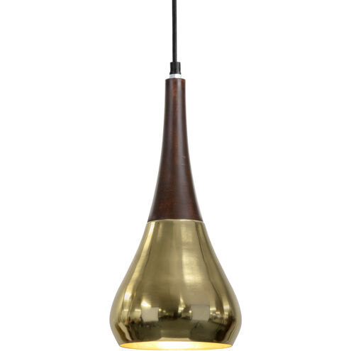 Evelyn 1 Light Dark Brown / Gold Pendant Ceiling Light